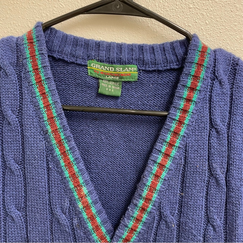 Grand Slam Vintage Cable Knit Sweater Vest - Picture 3 of 7